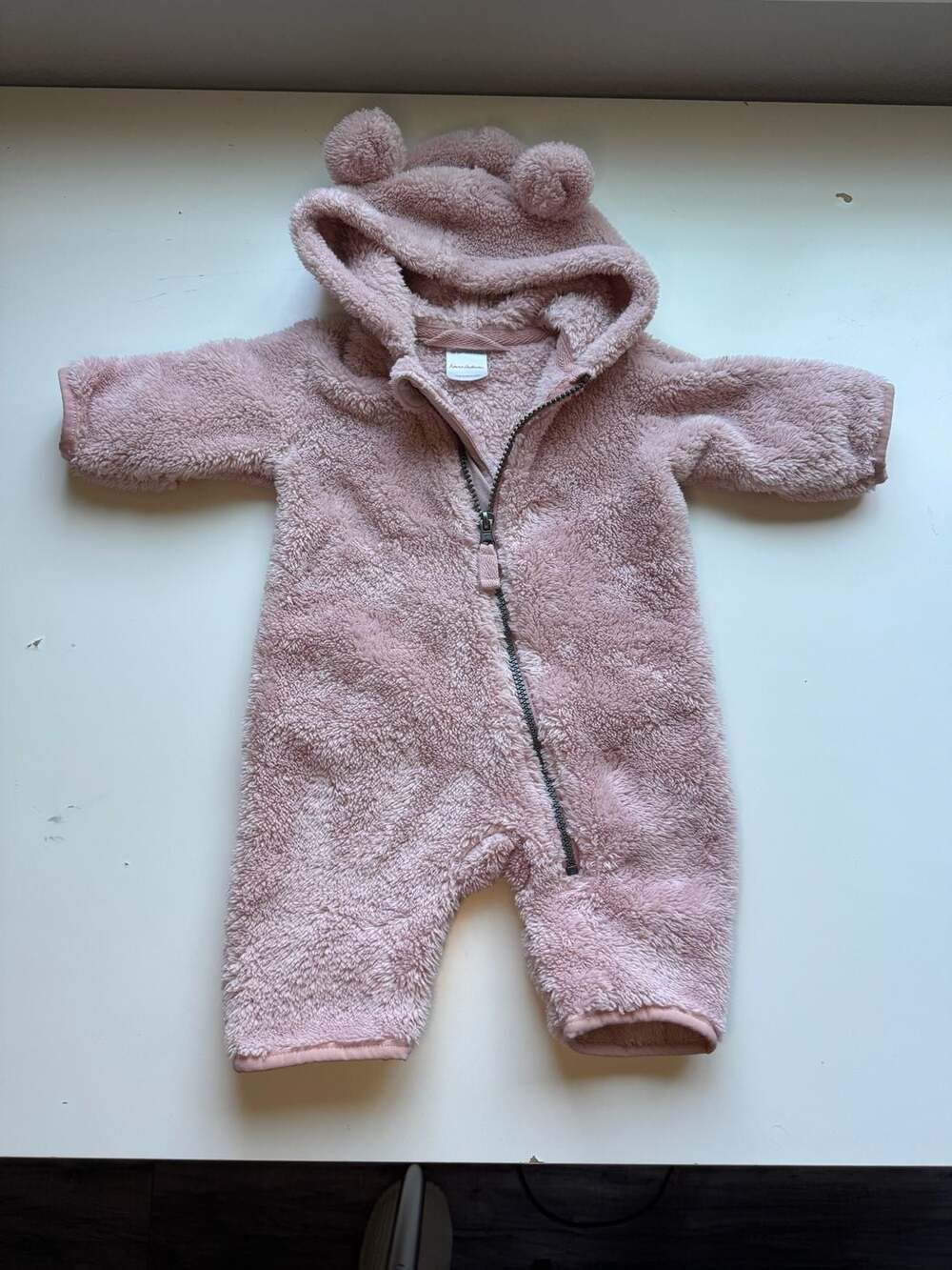 Hanna Andersson Baby Sherpa Bunting Suit Size 0-3 Mos Pink Bear Ears